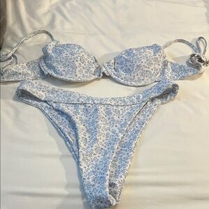 Floral Blue and White Bikini Set